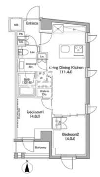 ザ・パークハビオ新高円寺 407 間取り図