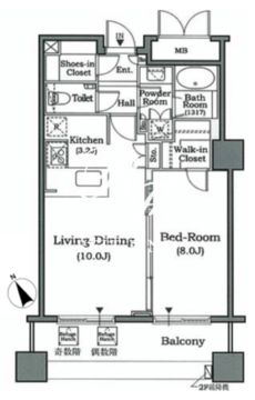 ホライズンプレイス赤坂 1303 間取り図