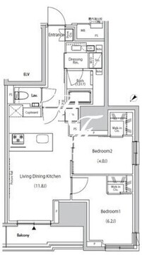 ザ・パークハビオ市ヶ谷ウエスト 1202 間取り図