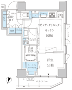 パークアクシス赤坂見附 1205 間取り図