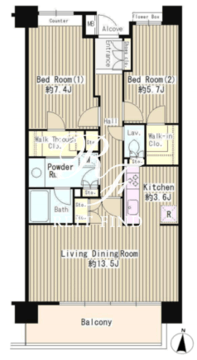 クラッサ目黒 205 間取り図