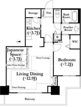 河田町ガーデン 1-414 間取り図