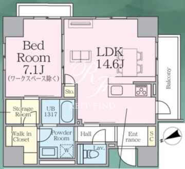 RIVER-WALK CROSSING 304 間取り図