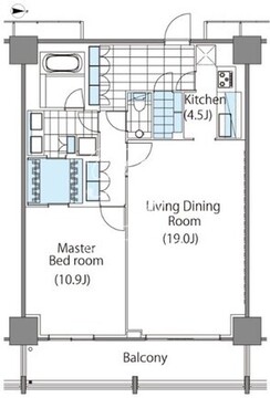 コンフォリア新宿イーストサイドタワー 2616 間取り図