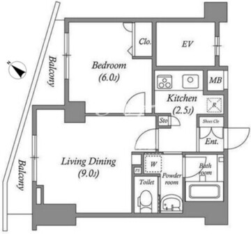 ルクレ板橋 407 間取り図