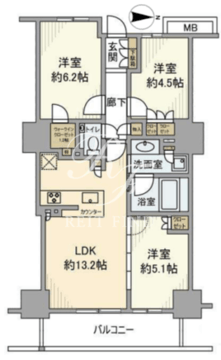 プライムパークス品川シーサイドザ ・タワー 2423 間取り図