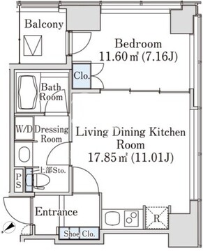 プラティーヌ新宿新都心 1301 間取り図