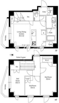 343レジデンス後楽園 602 間取り図