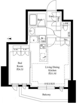 343レジデンス後楽園 202 間取り図