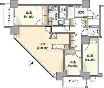 ビーコンタワーレジデンス 2501 間取り図