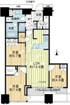 富久クロスコンフォートタワー 1209 間取り図