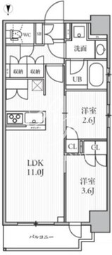 シーズンフラッツ菊川ウエスト 201 間取り図