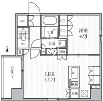 シーズンフラッツ菊川ウエスト 404 間取り図