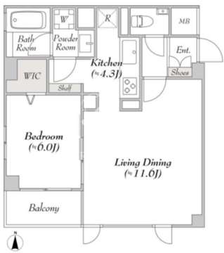 ミリアレジデンス高輪 203 間取り図