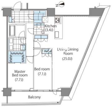 コンフォリア新宿イーストサイドタワー 1713 間取り図