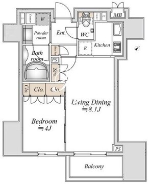 ラドゥセール巣鴨 408 間取り図