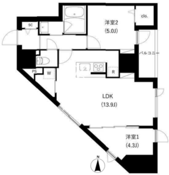 WHARF駒込 701 間取り図