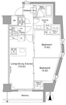 ザ・パークハビオ三軒茶屋 501 間取り図