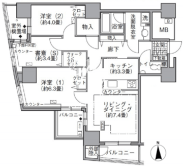 アクティ汐留 2410 間取り図