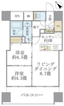 エミリブ東長崎 803 間取り図