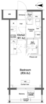 プラウドフラット門前仲町1 1102 間取り図