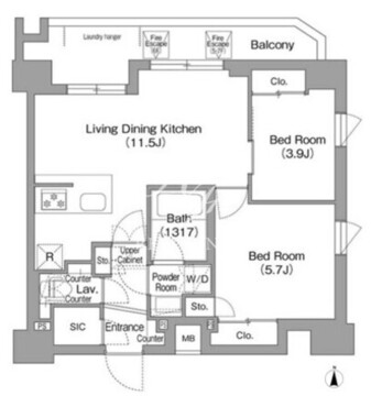 コンフォリア・リヴ品川戸越 602 間取り図