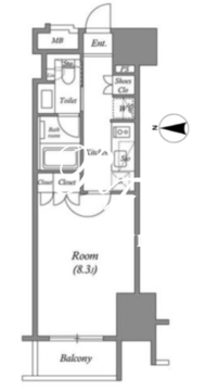 ザ・パークハビオ上野 805 間取り図