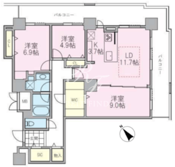 ロイヤルパークスタワー南千住 3013 間取り図