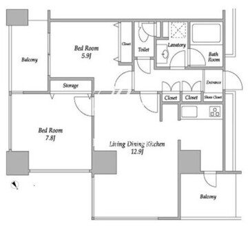 プラザタワー勝どき 3111 間取り図