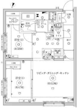 グローリオシェルト池袋2 206 間取り図