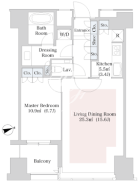 セントラルパークタワー・ラ・トゥール新宿 1715 間取り図