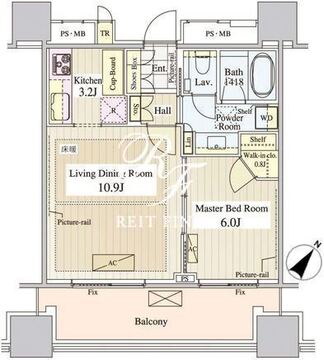 パークコート千代田富士見ザタワー 1113 間取り図