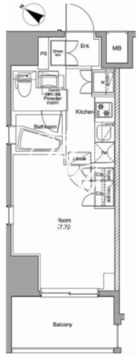 プレミアムキューブ品川戸越DEUX 1201 間取り図