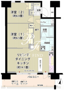 ガーデニエール砧レジデンス 406 間取り図