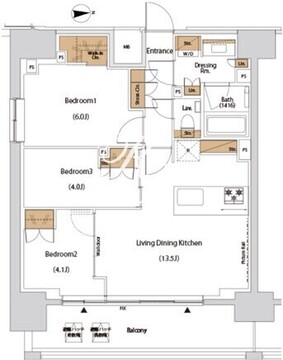 ザ・パークハビオ目白タワー 1903 間取り図