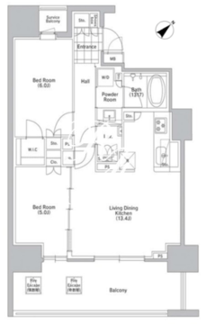 コンフォリア渋谷ウエスト 1401 間取り図