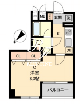 コモド水天宮レジデンス 408 間取り図