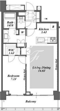 ブリリアイストタワー勝どき 42階57.25㎡ 間取り図