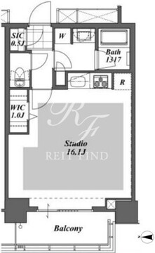 ブリリアイストタワー勝どき 25階40.11㎡ 間取り図