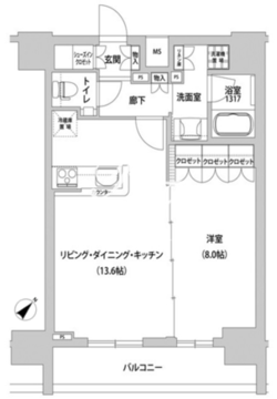 メトロステージ上野 1204 間取り図