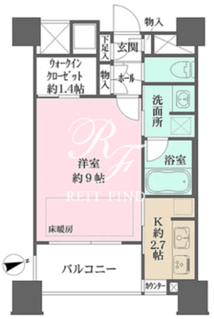 新宿山吹アインスタワー 1405 間取り図