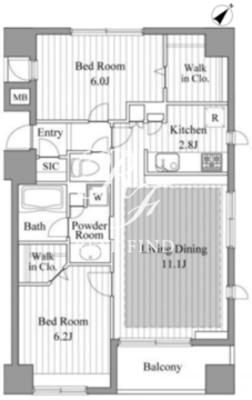 レジディア新川2 401 間取り図