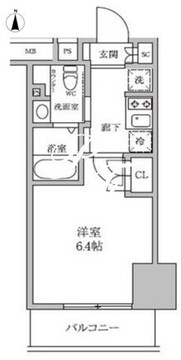 レジディア蒲田4 408 間取り図