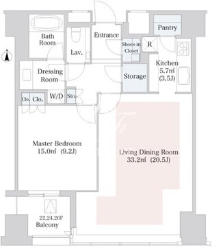 セントラルパークタワー・ラ・トゥール新宿 2612 間取り図