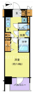 プレサンスジェネ浅草ウエスト 1002 間取り図