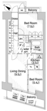 コンフォリア芝浦バウハウス 301 間取り図