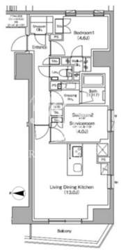 ザ・パークハビオ中野新橋 1201 間取り図