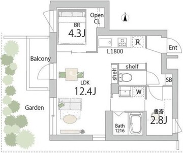 グランデュオ下北沢14 102 間取り図