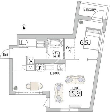 グランデュオ下北沢14 201 間取り図