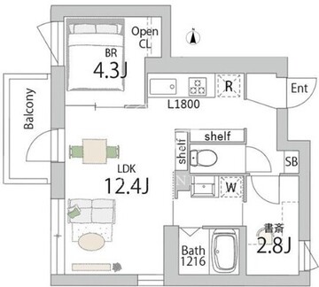 グランデュオ下北沢14 202 間取り図